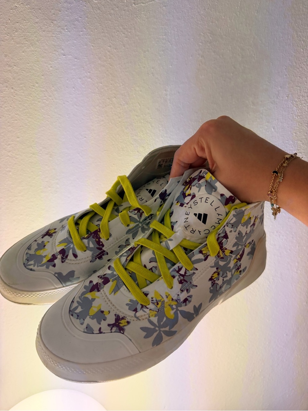 adidas x Stella Mccartney Floral High-Top Sneakers in White, Yellow & Purple